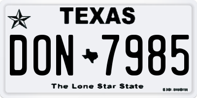 TX license plate DON7985