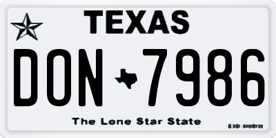 TX license plate DON7986