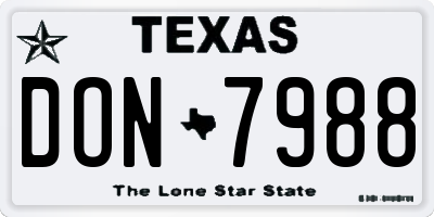 TX license plate DON7988