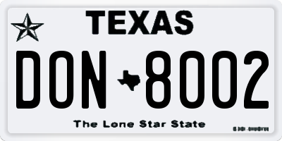 TX license plate DON8002