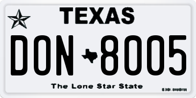 TX license plate DON8005