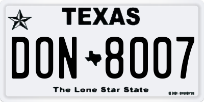 TX license plate DON8007