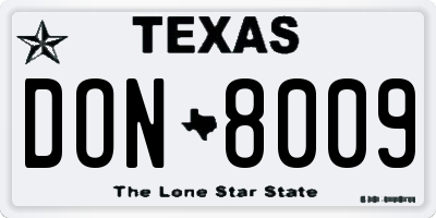 TX license plate DON8009
