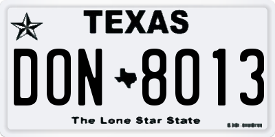 TX license plate DON8013