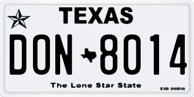 TX license plate DON8014
