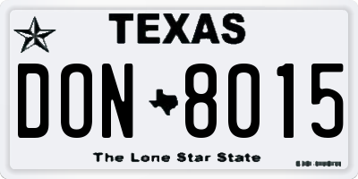 TX license plate DON8015