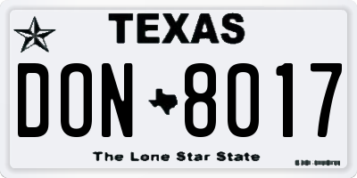 TX license plate DON8017