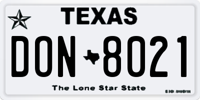 TX license plate DON8021