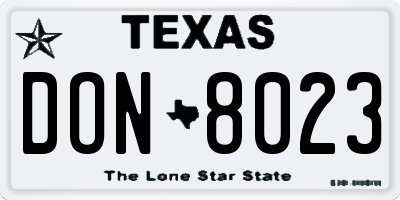 TX license plate DON8023