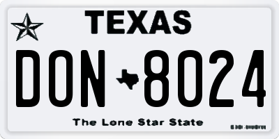 TX license plate DON8024