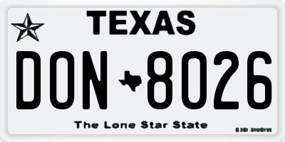 TX license plate DON8026