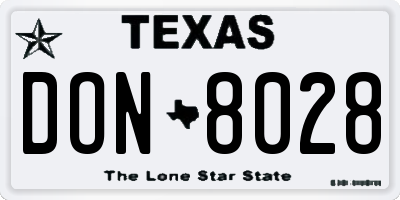 TX license plate DON8028