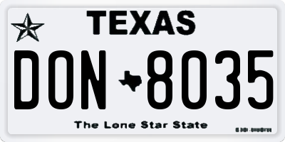 TX license plate DON8035