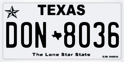 TX license plate DON8036