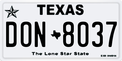 TX license plate DON8037