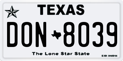 TX license plate DON8039
