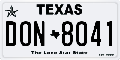 TX license plate DON8041