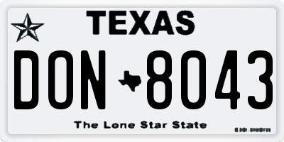 TX license plate DON8043