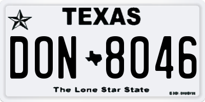 TX license plate DON8046