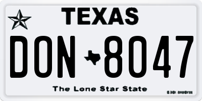 TX license plate DON8047