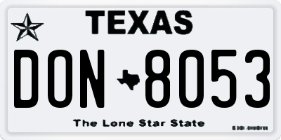TX license plate DON8053