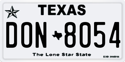 TX license plate DON8054