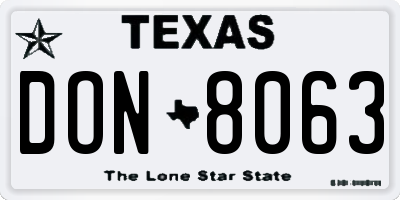 TX license plate DON8063