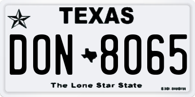 TX license plate DON8065