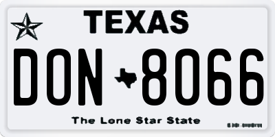 TX license plate DON8066