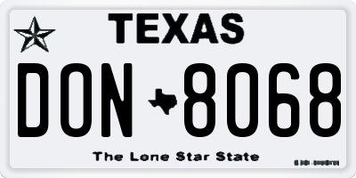 TX license plate DON8068