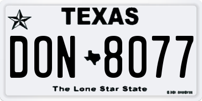 TX license plate DON8077