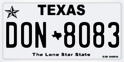 TX license plate DON8083