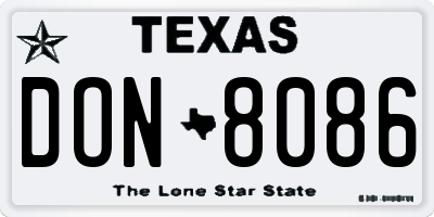 TX license plate DON8086