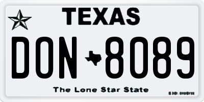 TX license plate DON8089