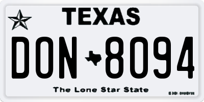 TX license plate DON8094