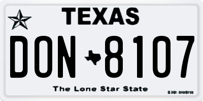 TX license plate DON8107