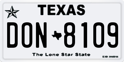 TX license plate DON8109