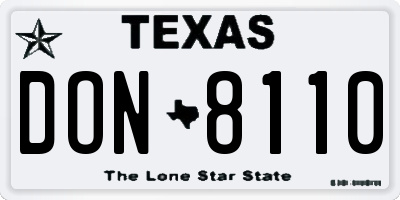 TX license plate DON8110