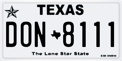 TX license plate DON8111