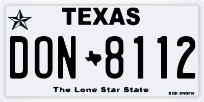 TX license plate DON8112