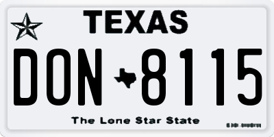 TX license plate DON8115