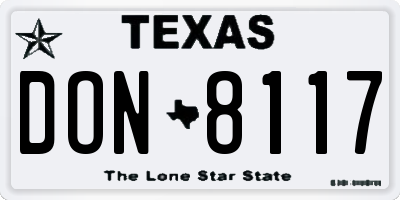 TX license plate DON8117