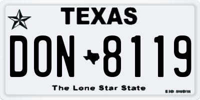 TX license plate DON8119
