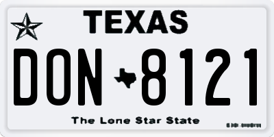 TX license plate DON8121
