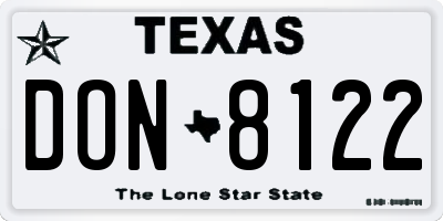 TX license plate DON8122