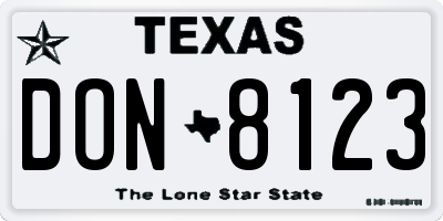 TX license plate DON8123