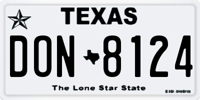 TX license plate DON8124