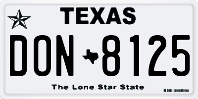 TX license plate DON8125