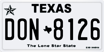 TX license plate DON8126