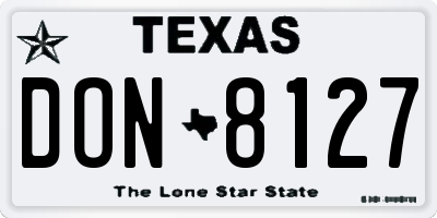 TX license plate DON8127